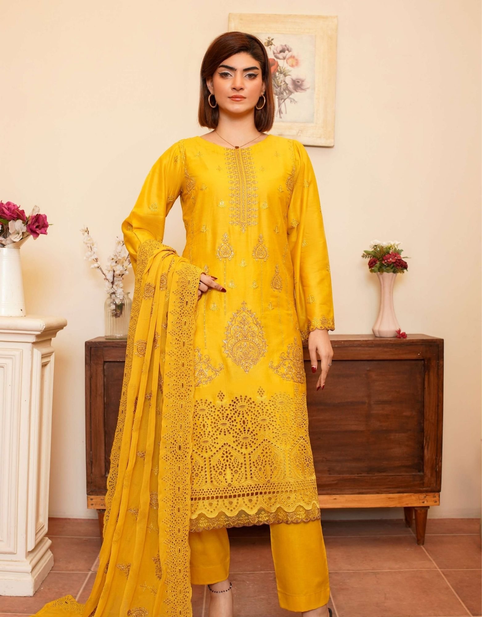 Shaista Festive Lawn Summer D-6 | Luxury Embroidered Lawn Dress - Image 3