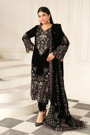 Noir | Sheen By Raeesa Premium | Black Velvet dress