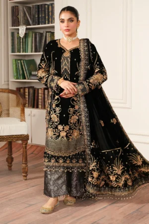 Naz | Sheen By Raeesa Premium | Black Velvet dress